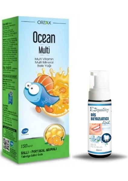 Orzax Ocean Multi Şurup 150 ml - Ballı Portakallı + Hediye Diş Beyazlatıcı Köpük