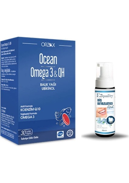 Omega 3 & Qh Takviye Edici Gıda 30 Kapsül + Hediye Diş Beyazlatıcı Köpük