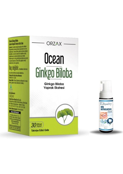 Orzax Ocean Ginkgo Biloba Takviye Edici Gıda 30 Bitkisel Kapsül + Hediye Diş Beyazlatıcı Köpük