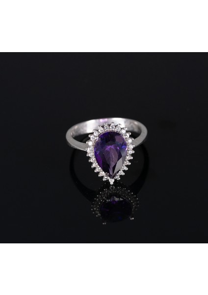 Damla Kesim Zirkon Taşlı 925 Ayar Gümüş Kadın Yüzük Parmağa Göre Ayarlanır 3.82 gr