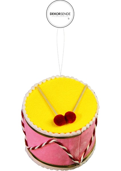 Yılbaşı Süsü Davul Pembe Sarı 10 cm fiyatları