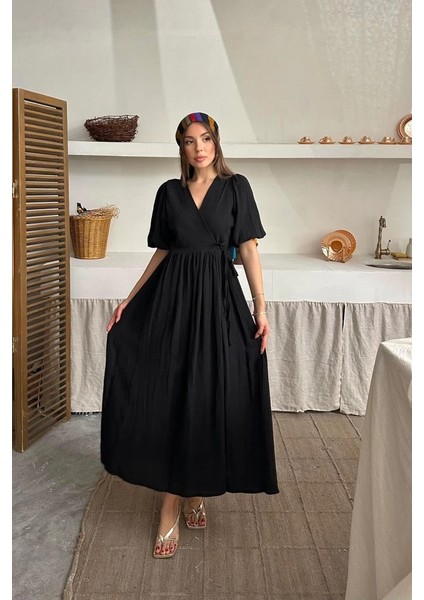 Siyah Müslin Uzun Elbise fiyatları