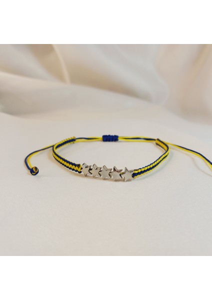 5 Yıldızlı Fenerbahçe Örgü Bileklik, Sarı Lacivert Fenerbahçe Bileklik, Fb Maç Aksesuarı, Ip Bileklik, Taraftar Bileklik, Makrome Bileklik, Taraftar Hediyesi, Fenerbahçe Aksesuarı