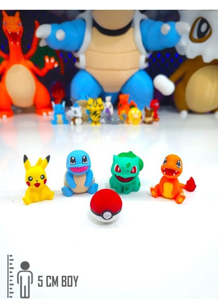 5'li Pokemon Seti Favori Pokemonlar Başlangıç Seti Pikachu Charmander Squirtle Bulbasaur 5cm