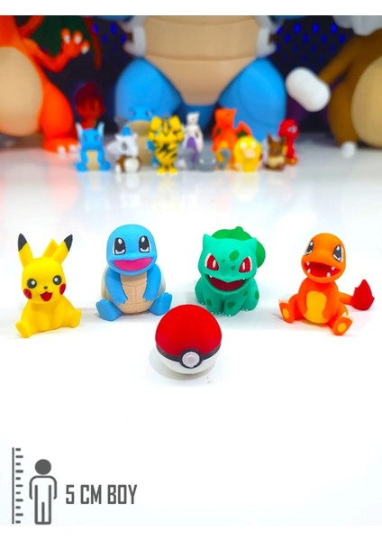 5'li Pokemon Seti Favori Pokemonlar Başlangıç Seti Pikachu Charmander Squirtle Bulbasaur 5cm modelleri