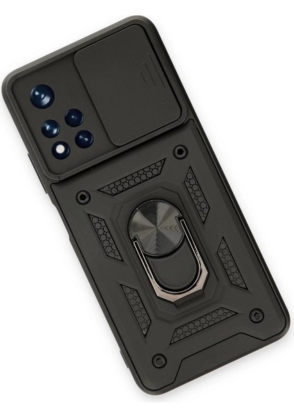 Newface Xiaomi Redmi Note 11T Kılıf Pars Lens Yüzüklü Silikon - Siyah