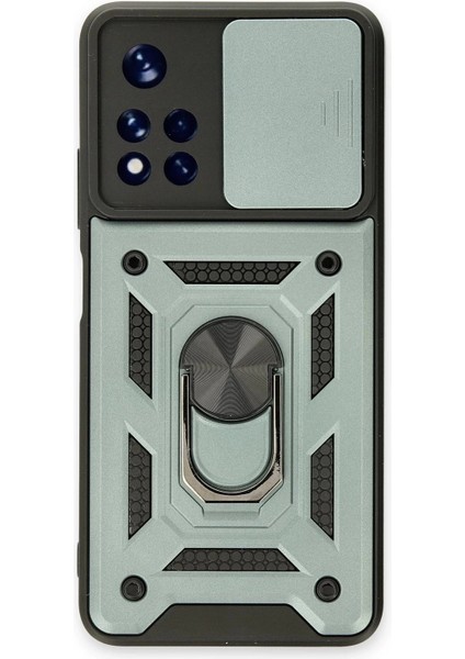 Newface Xiaomi Redmi Note 11T Kılıf Pars Lens Yüzüklü Silikon - Yeşil modelleri