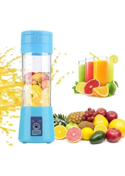 Mavi Şarjlı 3 Bıçaklı Mini El Blender 380 Ml, Pratik ve Hafif, Kolay Kullanım