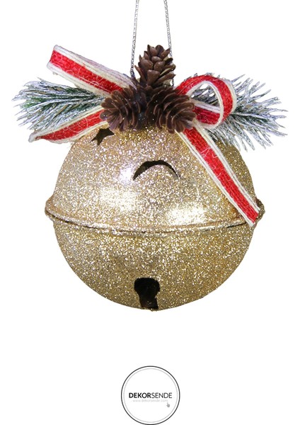 Yılbaşı Süsü Simli Çıngırak Top Şampanya 8 cm fiyatları