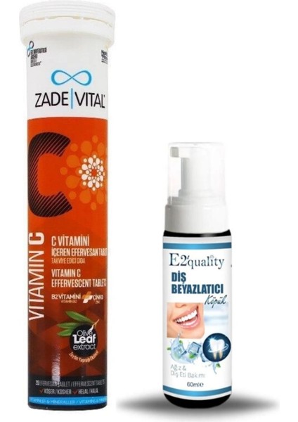 Vitamin C Takviye Edici Gıda 20 Efervesan Tablet + Hediye Diş Beyazlatıcı Köpük