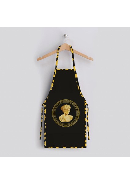 Siyah Büst Detaylı Mutfak Önlüğü (Keten Kumaş, Uluslararası Yıkama ve Solmama Sertifikası)