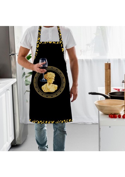 Siyah Büst Detaylı Mutfak Önlüğü (Keten Kumaş, Uluslararası Yıkama ve Solmama Sertifikası) fiyatları