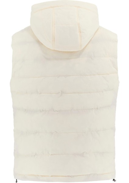 Erkek Kapüşonlu Fermuarlı Şişme Yelek - Beyaz fiyatları