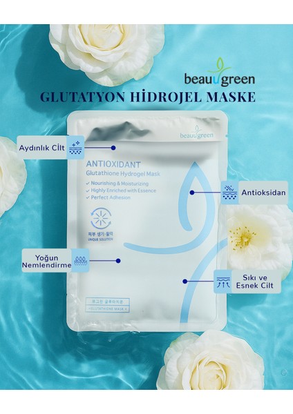 Beauugreen (1 Adet) Glutatyon Hidrojel Maske | Korean Cosmetics - Glutathione Hydrogel Mask (Tekli) fiyatları