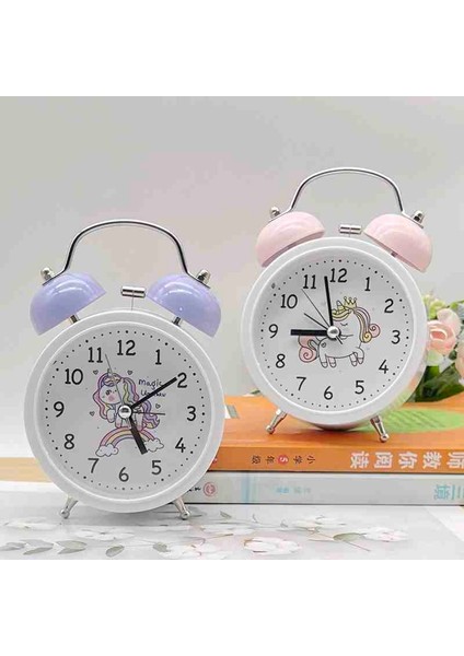 Çizgi Film Karakterli Metal Yuvarlak Alarmlı Masa Saati – Renkli ve Özel Tasarım Çalar Saat Çocuk Yatak Odası Saati Hediyelik Saat