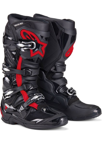 Tech 7 Kros Motosiklet Botu Siyah Kırmızı