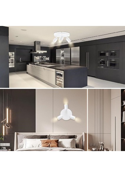 Modern2 Beyaz Mutfak,salon,giyinme Odası,cafeler Için Gün Işiğı Metal 3lü Spot(Ampul Dahil)