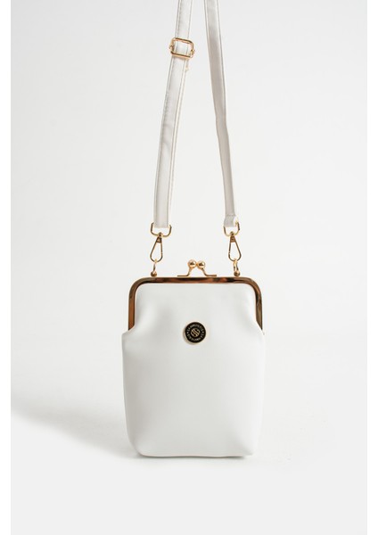 Kadın Burslu Gold Aksesuarlı Ayarlanabilir Çapraz Askılı Suni Deri Omuz ve Çapraz Çanta