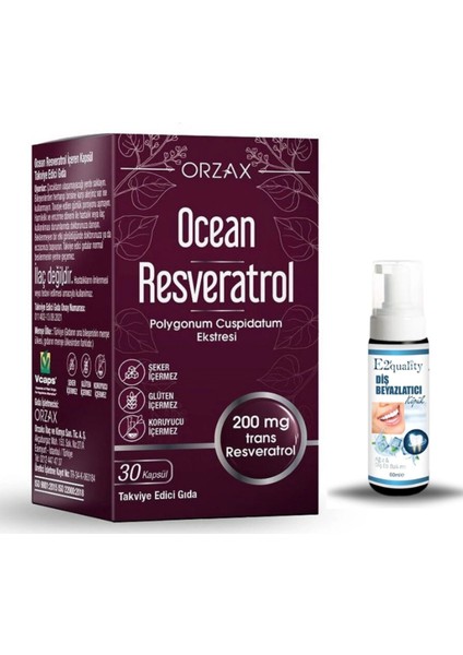 Orzax Ocean Resveratrol Takviye Edici Gıda 30 Kapsül + Hediye Diş Beyazlatıcı Köpük