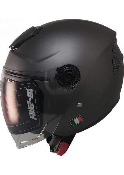 Motosiklet ve Bisiklet Kaskı Yarım Arka Reflektörlü Güneş Vizörlü Kask Mat Grey