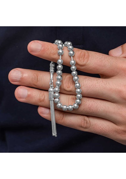 Gümüş Yuvarlak Erkek Tesbih