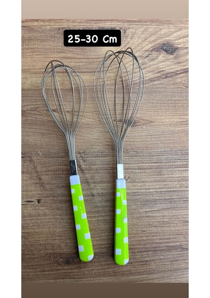 2 Adet 25-30 cm Paslanmaz Çelik Metal Çırpma Teli – Yumurta, Kek ve Hamur Karıştırma