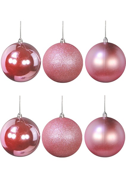 Yılbaşı Süsü 6'lı Top Pembe 8 cm