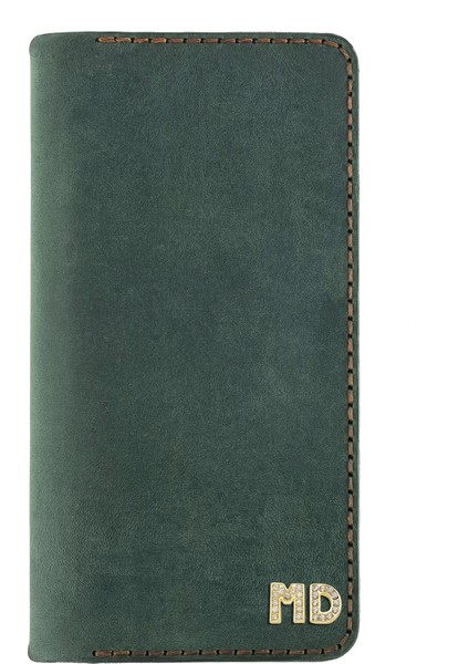 Isme Özel Dikey Uzun Cüzdan - %100 Crazy Deri - A010003 - Haki fırsatları