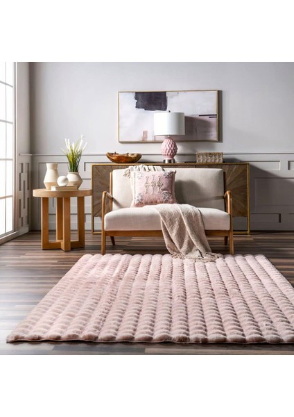 Dekoratif Pudra Peluş Halı – Kaymaz, Kolay Temizlenen, Yumuşak Dokulu fırsatları