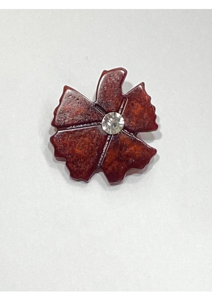 Tek Taşlı Broş / Çiçek Broş / 4 cm