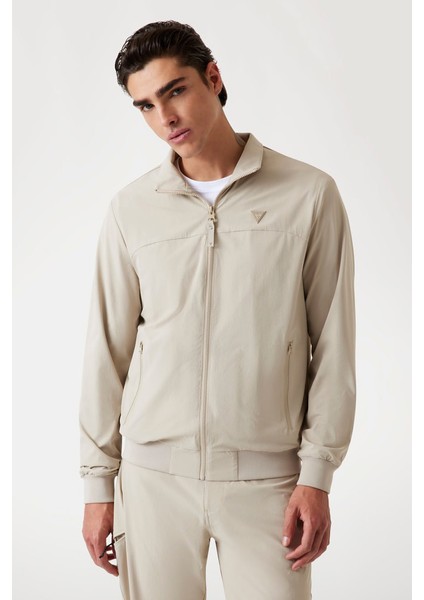 Erkek New Amos Fermuarlı Dik Yaka Aktif Ceket - Bej