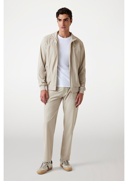 Erkek New Amos Fermuarlı Dik Yaka Aktif Ceket - Bej modelleri