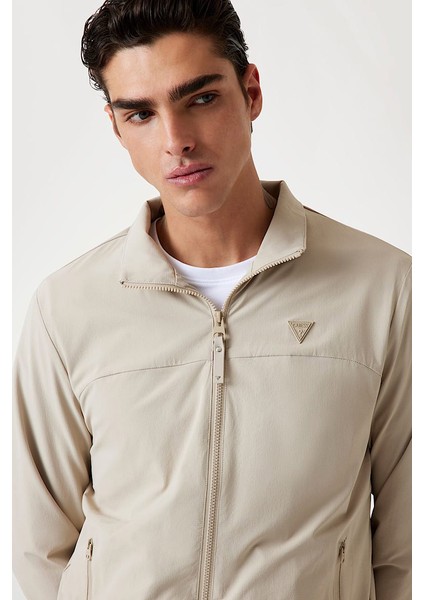 Erkek New Amos Fermuarlı Dik Yaka Aktif Ceket - Bej fırsatları