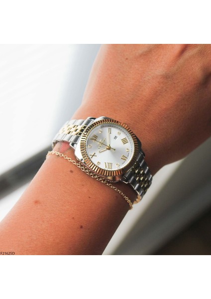 F21625D Çelik Kordonlu Kadın Kol Saati