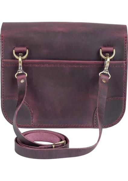 Isme Özel Günlük Orta Boy Omuz Çantası - %100 Crazy Deri - AC03002 - Bordo indirimleri