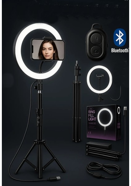 Boyu Ayarlanabilir 210CM LED Işıklı Telefon Tripodu Youtuber Tripod Fotoğraf Video Çekimi Telefon Tutucu Bluetootht Kumanda Hediye) fiyatları