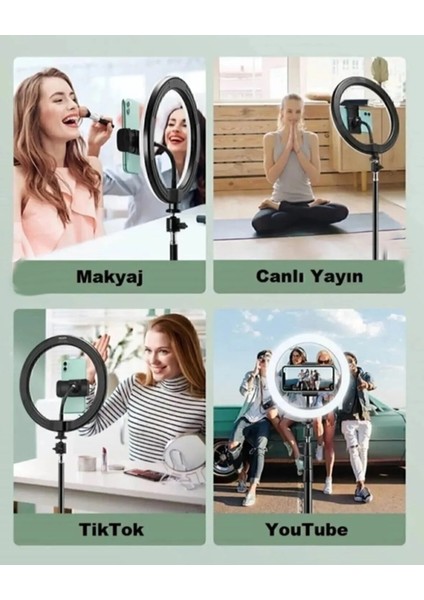 Boyu Ayarlanabilir 210CM LED Işıklı Telefon Tripodu Youtuber Tripod Fotoğraf Video Çekimi Telefon Tutucu Bluetootht Kumanda Hediye)