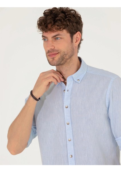 Erkek Regular Fit Uzun Kollu Gömlek-Açık Mavi modelleri