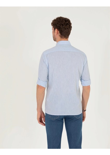 Erkek Regular Fit Uzun Kollu Gömlek-Açık Mavi