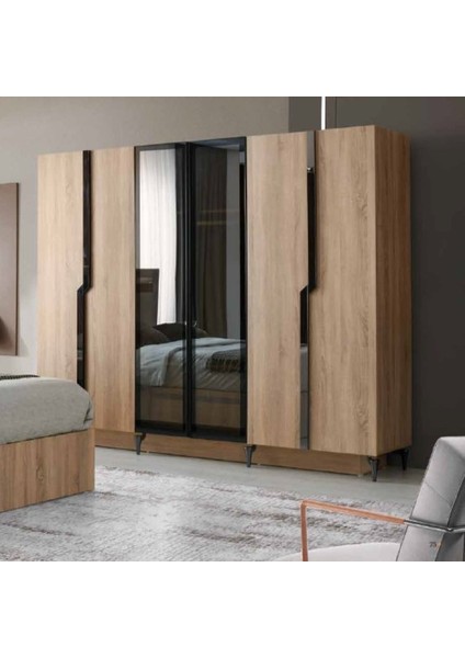 Aby Meşe 6 Kapılı Sonoma Dolap