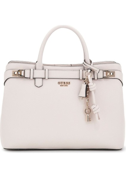 Kadın Aksesuarlı ve Toka Detaylı El Çantası - Krem