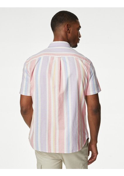 Saf Pamuklu Çizgili Oxford Gömlek fırsatları