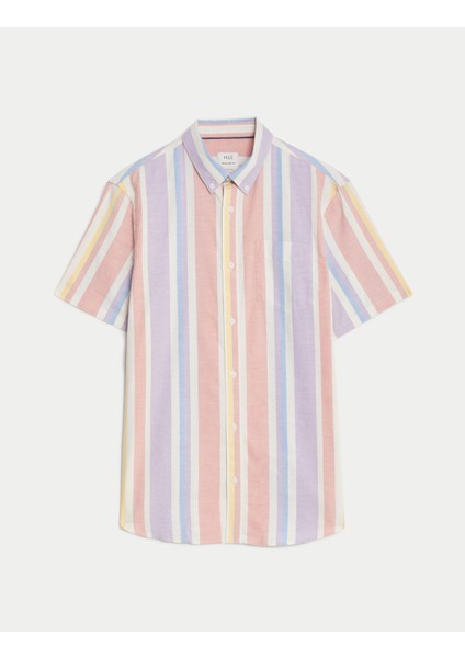 Saf Pamuklu Çizgili Oxford Gömlek indirimleri