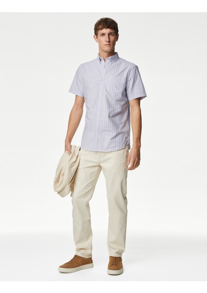 Saf Pamuklu Çizgili Oxford Gömlek fiyatları