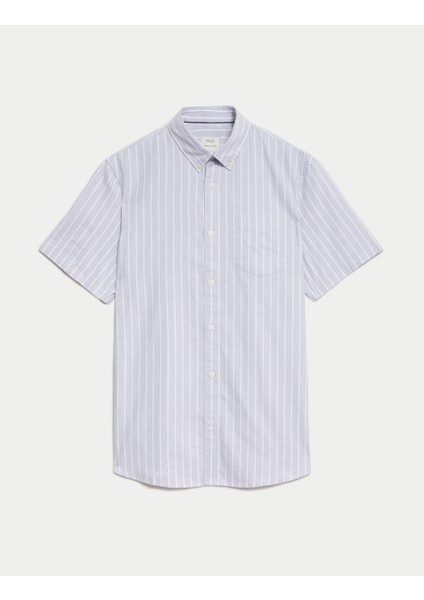 Saf Pamuklu Çizgili Oxford Gömlek indirimleri