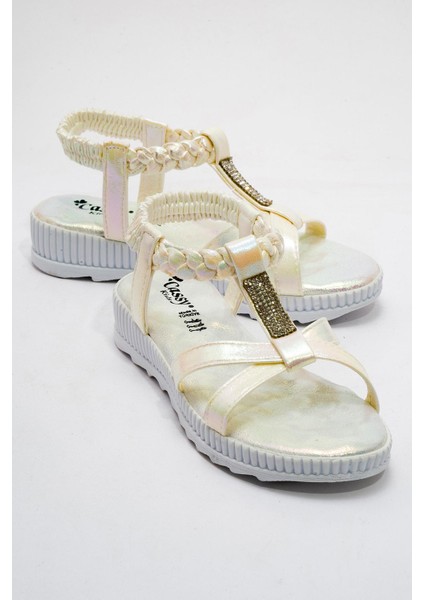 Çocuk Örgülü Sandalet 30-35 Beyaz