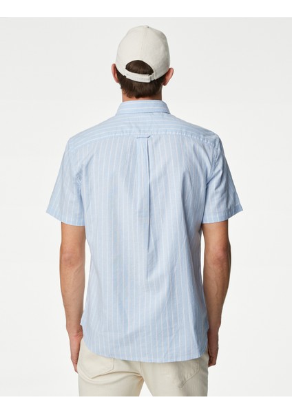 Saf Pamuklu Çizgili Oxford Gömlek fırsatları