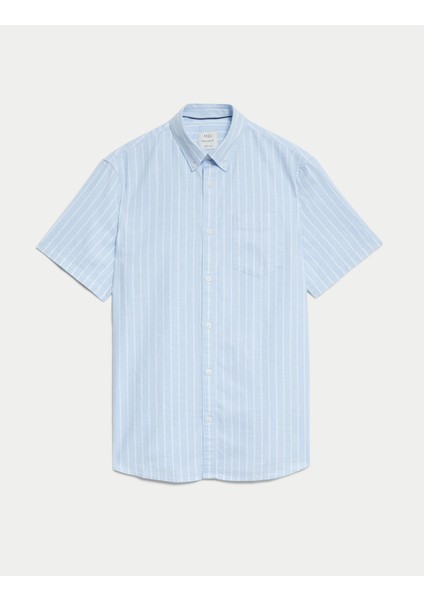 Saf Pamuklu Çizgili Oxford Gömlek indirimleri