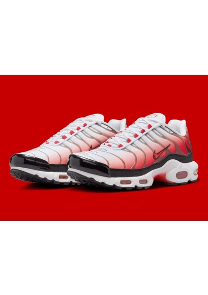 Air Max Plus White Black University Red Unisex Spor Ayakkabı - (HM9611-100)