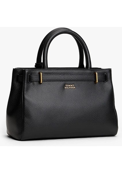 Kadın Kilit Detaylı Çakıl Dokulu Mini El Çantası - Siyah fiyatları